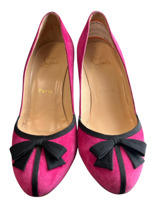 Christian Louboutin Shoe Size 6.5 Hot pink Velour Bow detail High Heel Shoes Hot pink / 6.5