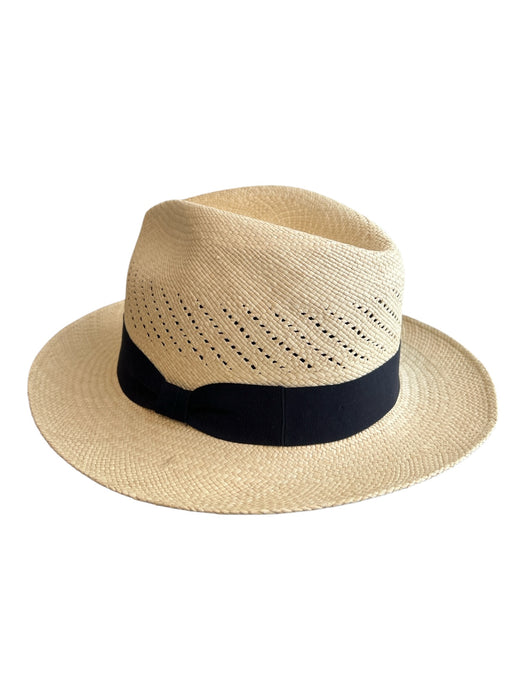 59 Tan & black small brim Ribbon Hat Tan & black