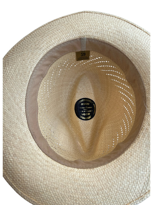 59 Tan & black small brim Ribbon Hat Tan & black