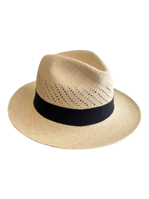 59 Tan & black small brim Ribbon Hat Tan & black