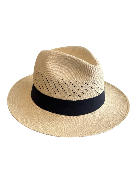 59 Tan & black small brim Ribbon Hat Tan & black