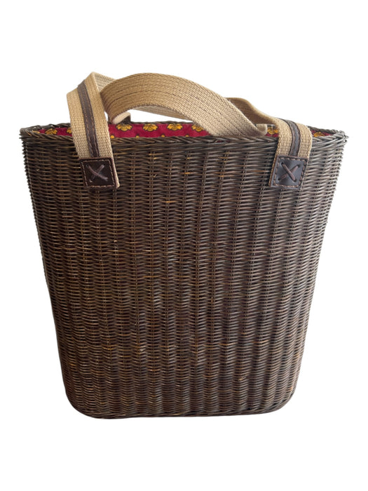 Pierre Deux Dark Brown Hardcase Drawstring Close 2 handles Interior Print Bag Dark Brown / Medium