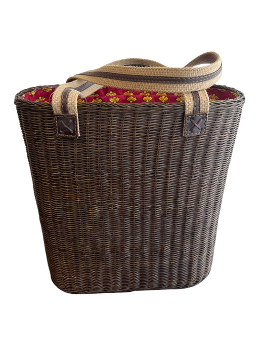 Pierre Deux Dark Brown Hardcase Drawstring Close 2 handles Interior Print Bag Dark Brown / Medium