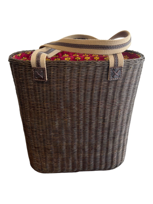 Pierre Deux Dark Brown Hardcase Drawstring Close 2 handles Interior Print Bag Dark Brown / Medium