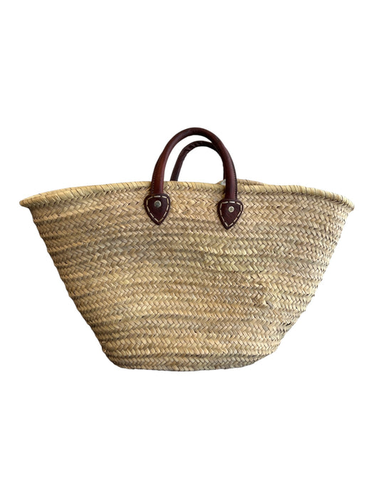 French Bag Shop Straw Leather Handles Open Top Bag Straw / XL