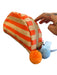 Saks Fifth Ave Orange & Tan Striped Top Zip Pom Pom Clutch Bag Orange & Tan / Small