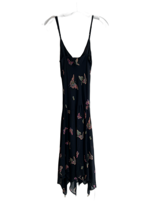 Nicole Miller Size 4 Black & Multi Silk Butterfly Adjustable Strap Dress Black & Multi / 4