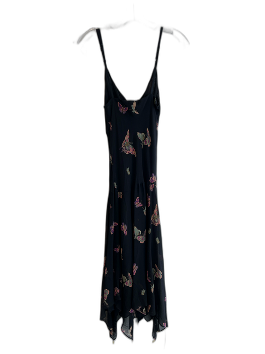 Nicole Miller Size 4 Black & Multi Silk Butterfly Adjustable Strap Dress Black & Multi / 4