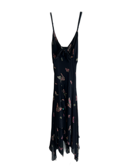Nicole Miller Size 4 Black & Multi Silk Butterfly Adjustable Strap Dress Black & Multi / 4