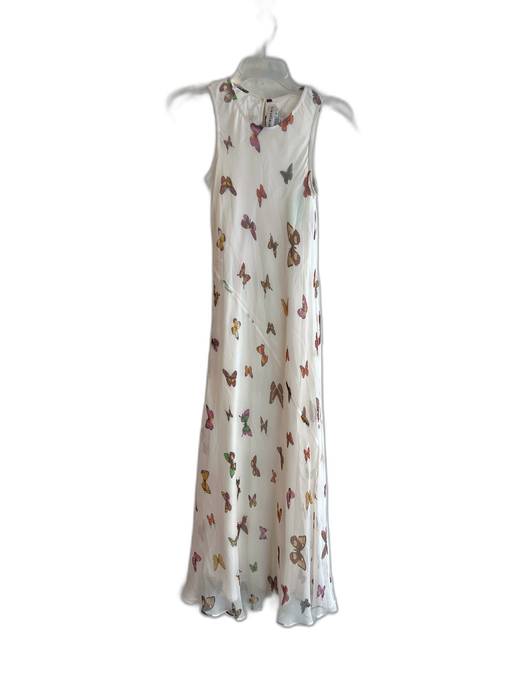 Bloomingdale's Size 4 White & Multi Silk Butterfly Back Zip Sleevel Print Dress White & Multi / 4