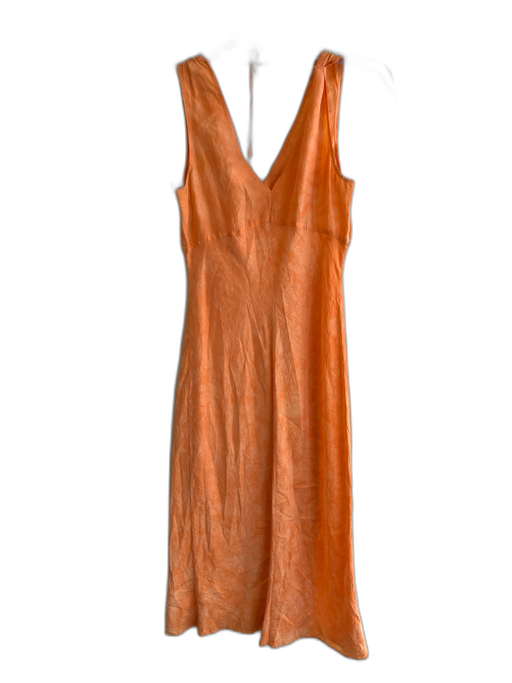 J Crew Size 4 Orange No Fabric Tag Slip Dress V Neck & Back Sleevel Print Dress Orange / 4