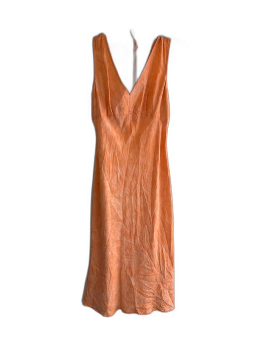 J Crew Size 4 Orange No Fabric Tag Slip Dress V Neck & Back Sleevel Print Dress Orange / 4