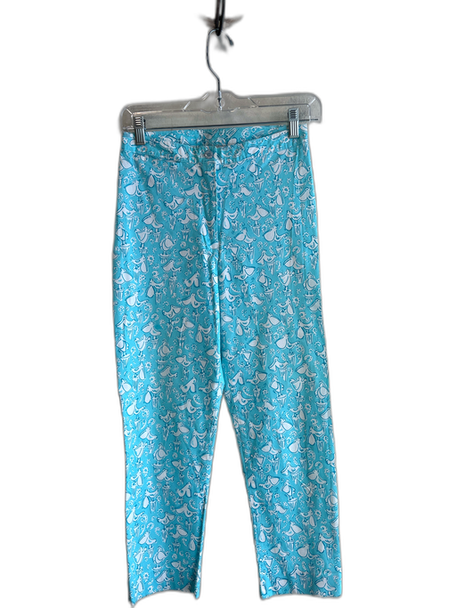 Lilly Pulitzer Size 4 Blue & White Cotton Pelican Print Zip Fly Flat Front Pants Blue & White / 4