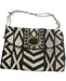 Mary Frances Black & White Beaded Magnetic Snap Gem Detail Chain Strap Bag Black & White