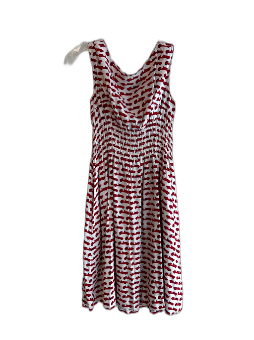 Kate Spade Size 4 Red & White Silk Blend Carpenter Pockets Car print Dress Red & White / 4