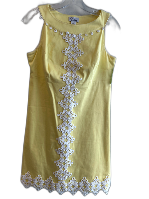 Lilly Pulitzer Size 4 Yellow & White Cotton Sleeveless Side Zip Round Neck Dress Yellow & White / 4