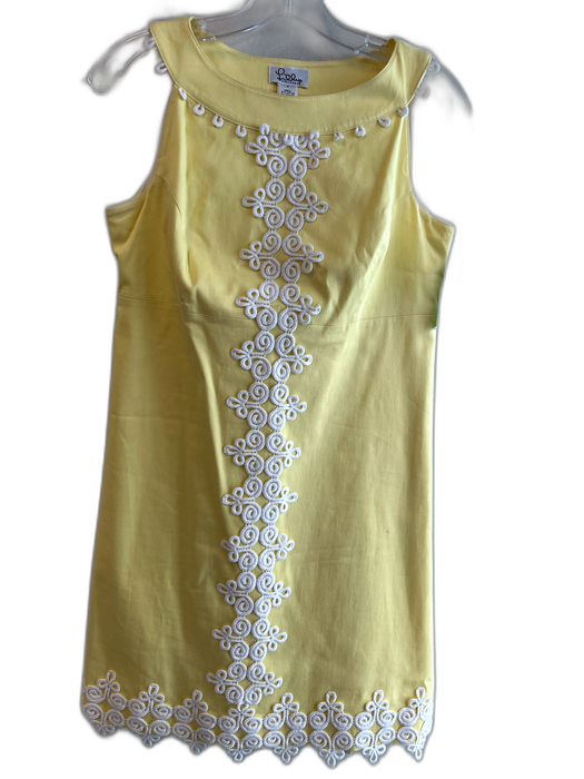 Lilly Pulitzer Size 4 Yellow & White Cotton Sleeveless Side Zip Round Neck Dress Yellow & White / 4