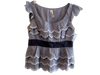 Floreat Size 4 Gray & White Cotton Wide Neck Ruffle Sleeveless Side Zip Top Gray & White / 4