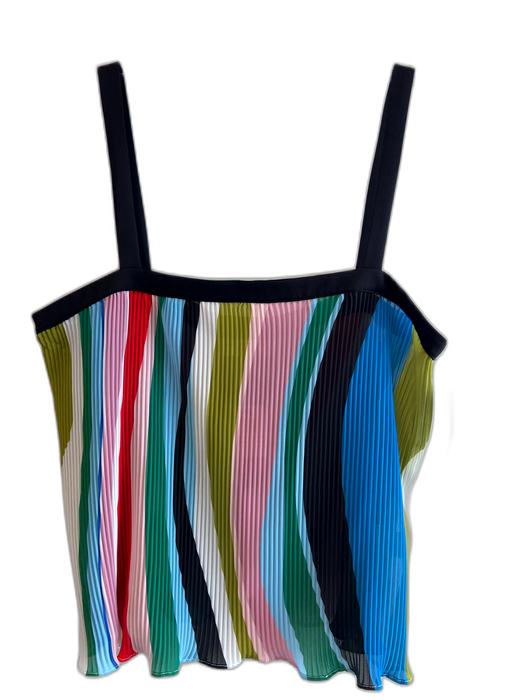 Waverly Grey Size Small Multi Polyester Accordian Pleats Stripes Top Multi / Small