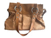 No Brand Brown Cork & Leather Silver Hardware Zip Close Top Handles Bag Brown