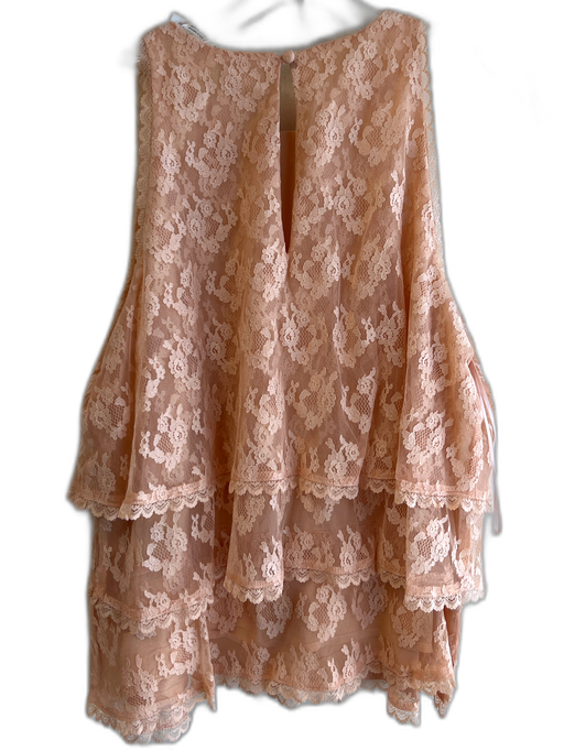 By Anthropologie Size 4 Melon Nylon Blend Lace Overlay Scoop Neck Sleeveless Top Melon / 4