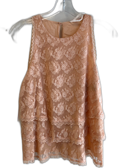 By Anthropologie Size 4 Melon Nylon Blend Lace Overlay Scoop Neck Sleeveless Top Melon / 4