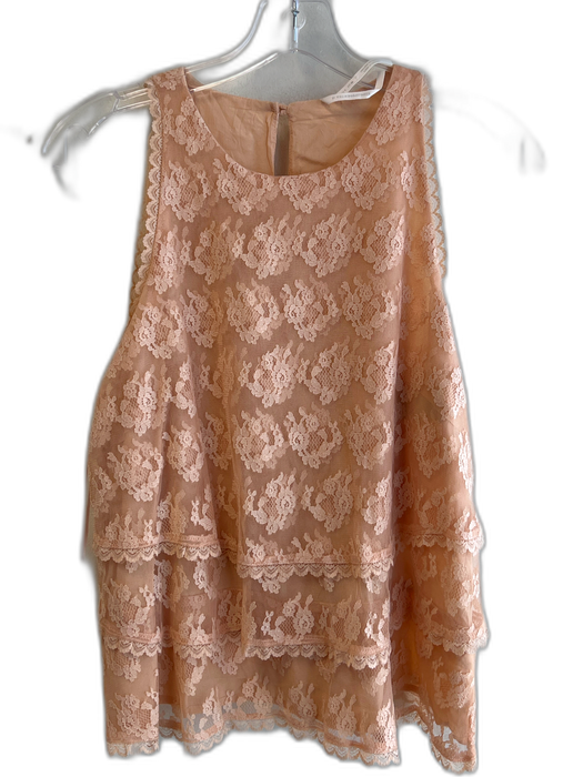 By Anthropologie Size 4 Melon Nylon Blend Lace Overlay Scoop Neck Sleeveless Top Melon / 4