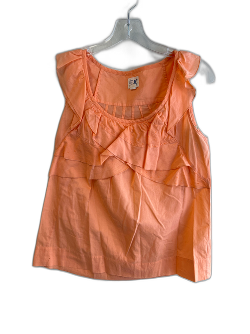 Edme & Esyllte Size 4 coral Cotton Sleeveless Ruffle Front Round Neck Top coral / 4