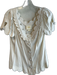 Maeve Size 4 White Rayon Wide Neck Scalloped Details Front Button Top White / 4