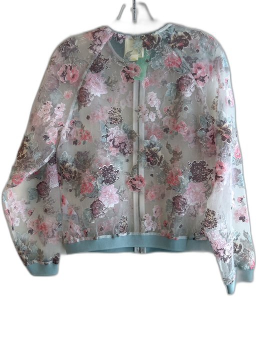 Maeve Size XS Pink, Blue & Multi Viscose Front Zip Floral Long Sleeve Jacket Pink, Blue & Multi / XS