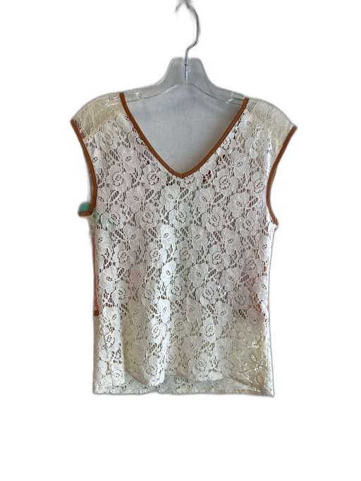 Champagne & Strawb Size XS Ivory, rose & lime Cotton Blend Scoop Neck Top Ivory, rose & lime / XS