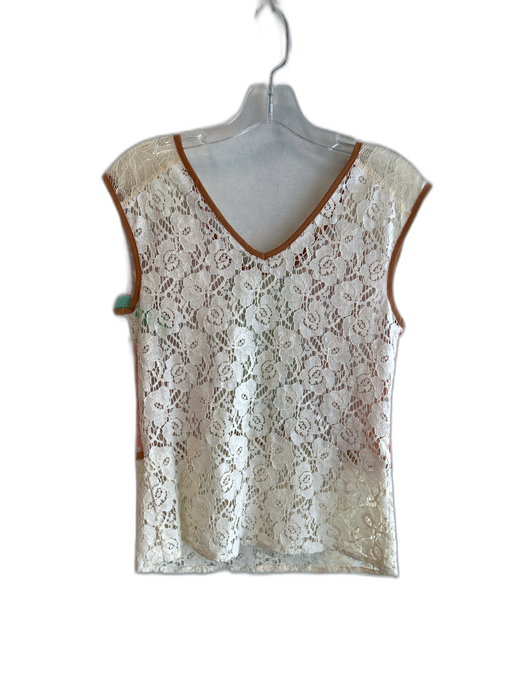 Champagne & Strawb Size XS Ivory, rose & lime Cotton Blend Scoop Neck Top Ivory, rose & lime / XS