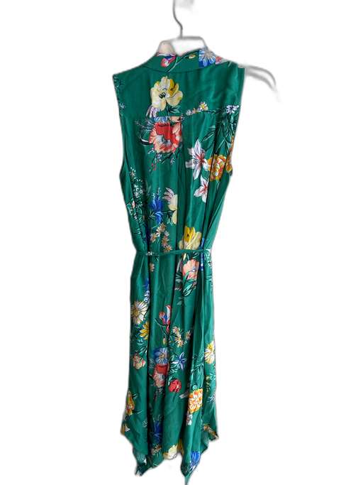 Maeve Size 2 Green & Multi Viscose Floral Sleeveless Belt Button Down Dress Green & Multi / 2