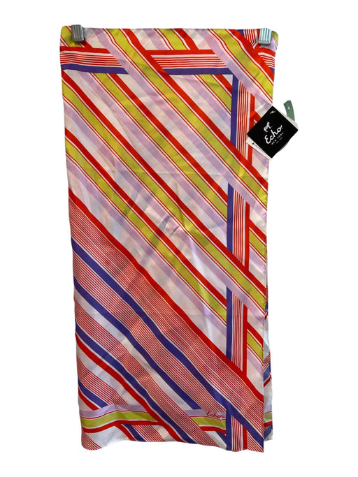 Echo Orange, Purple & Multi Print Silk Square Striped scarf Orange, Purple & Multi Print / Medium
