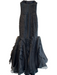 Theia Size 4 Black Strapless Tiered Back Zip Ruffles Gown Black / 4