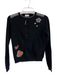 Red Valentino Size Small Black Wool Blend Appliques Button Down Fish Cardigan Black / Small