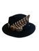Giovannio New York Black Feather Silver Hardware Fedora Hat Black / One Size