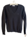 Lacoste Size 34 Black Cotton Long Sleeve V Neck Ribbed Pull Over Top Black / 34