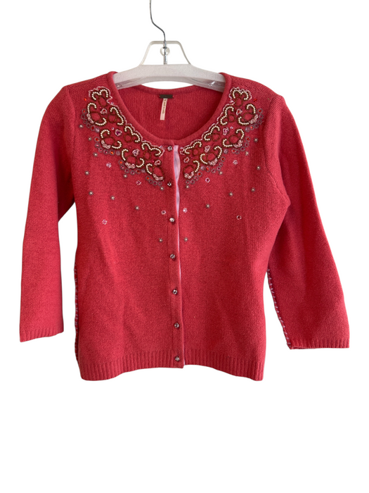 Free People Size Sm & Med Melon Wool Blend Front Button Long Sleeve Cardigan Melon / Sm & Med