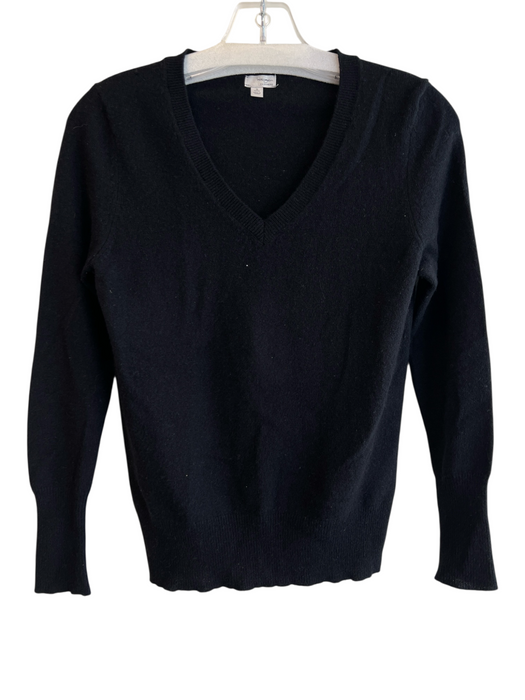 Halogen Size Small Black Cashmere Long Sleeve V Neck Pull Over Sweater Black / Small