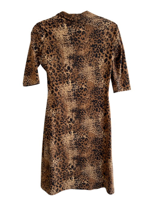 Mary Bays Size 8 Brown & Black Polyester Animal Print Square Neck Dress Brown & Black / 8