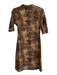 Mary Bays Size 8 Brown & Black Polyester Animal Print Square Neck Dress Brown & Black / 8
