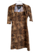 Mary Bays Size 8 Brown & Black Polyester Animal Print Square Neck Dress Brown & Black / 8