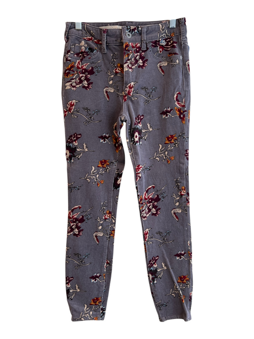 Pilcro Size 27 Gray & multi Cotton Floral 5 Pocket High Rise Skinny Pants Gray & multi / 27