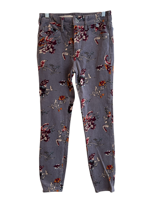 Pilcro Size 27 Gray & multi Cotton Floral 5 Pocket High Rise Skinny Pants Gray & multi / 27