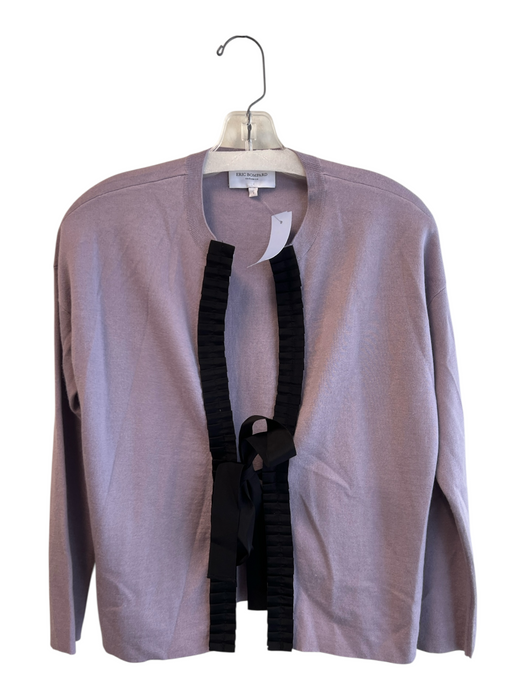 Eric Bompard Size Small Lavender & Black Cashmere Blend Tie in Front Cardigan Lavender & Black / Small