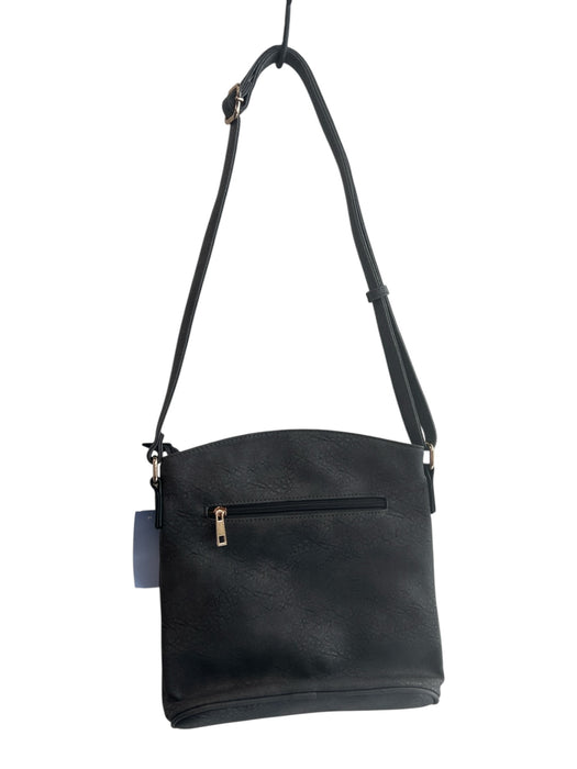 No Brand Elephant Grey Leather Gold hardware Zip Pockets Cross Body Bag Elephant Grey