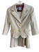 Yoana Baraschi Size 4 Cream Cotton Blend 3/4 Sleeve 2 button Textured Skirt Set Cream / 4