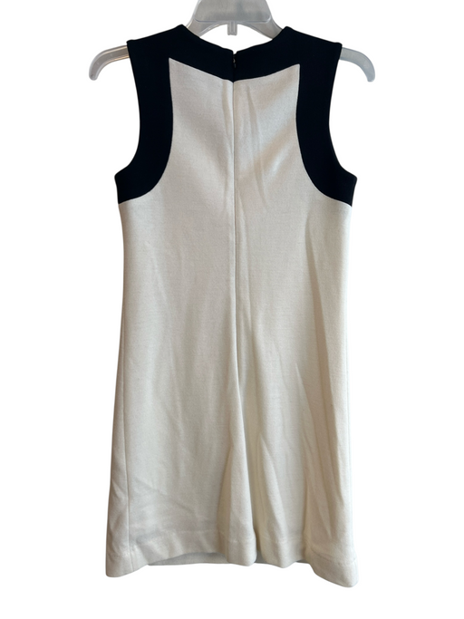 Milly Size Small White & Black Knit Lined Sleeveless Round Neck Back Zip Dress White & Black / Small