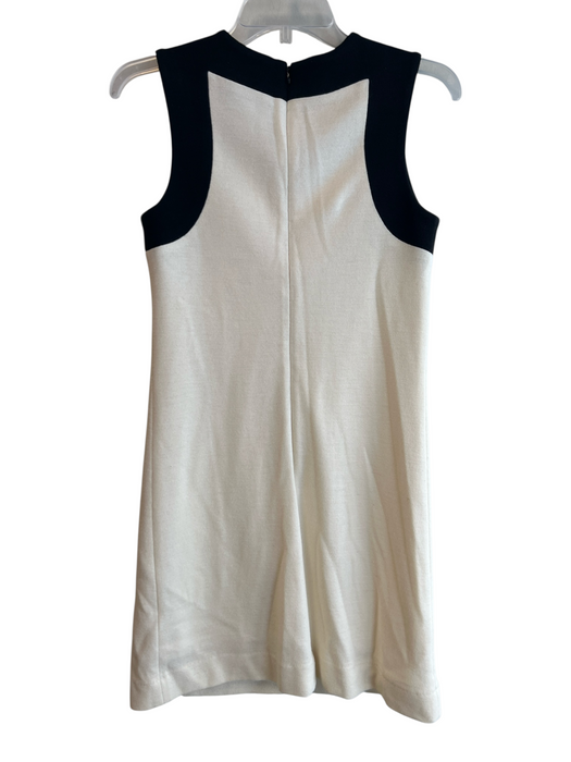 Milly Size Small White & Black Knit Lined Sleeveless Round Neck Back Zip Dress White & Black / Small